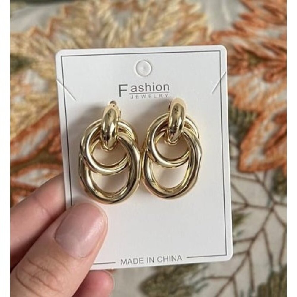 New Gold Geometric Drop Dangle Earrings for Women Long Link Dangle Earrings